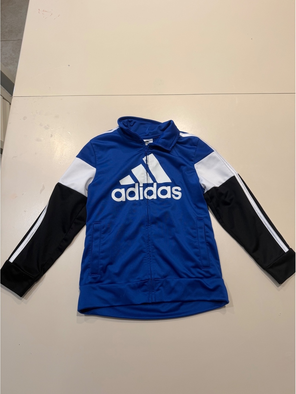Adidas Kids Size 6 Blue and Black Polyester Track Jacket